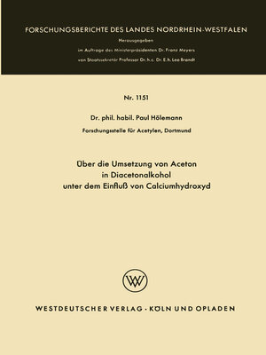 cover image of Über die Umsetzung von Aceton in Diacetonalkohol unter dem Einfluß von Calciumhydroxyd